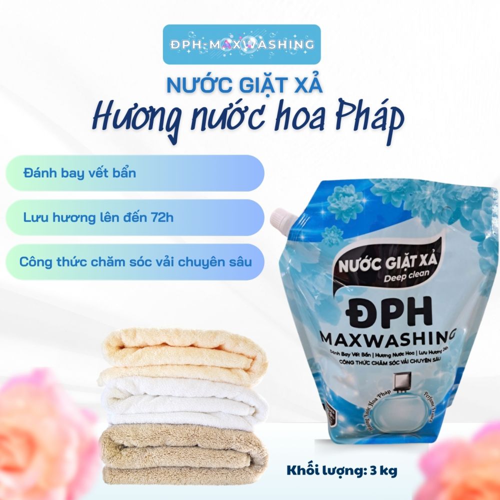 Nước giặt xả ĐPH – MAXWASHING hương nước hoa Pháp 3kg