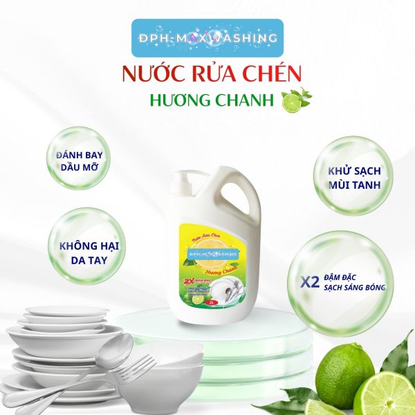 Nước rửa chén ĐPH – MAXWASHING hương chanh 2 lít
