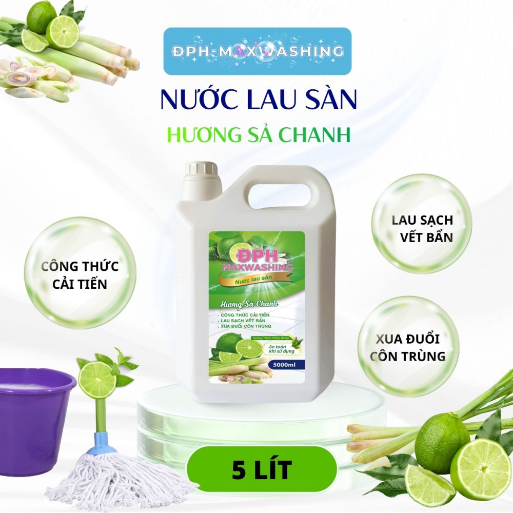 Nước lau sàn ĐPH – MAXWASHING Hương sả chanh 5 lít Nước lau sàn ĐPH – MAXWASHING Hương sả chanh 5 lít