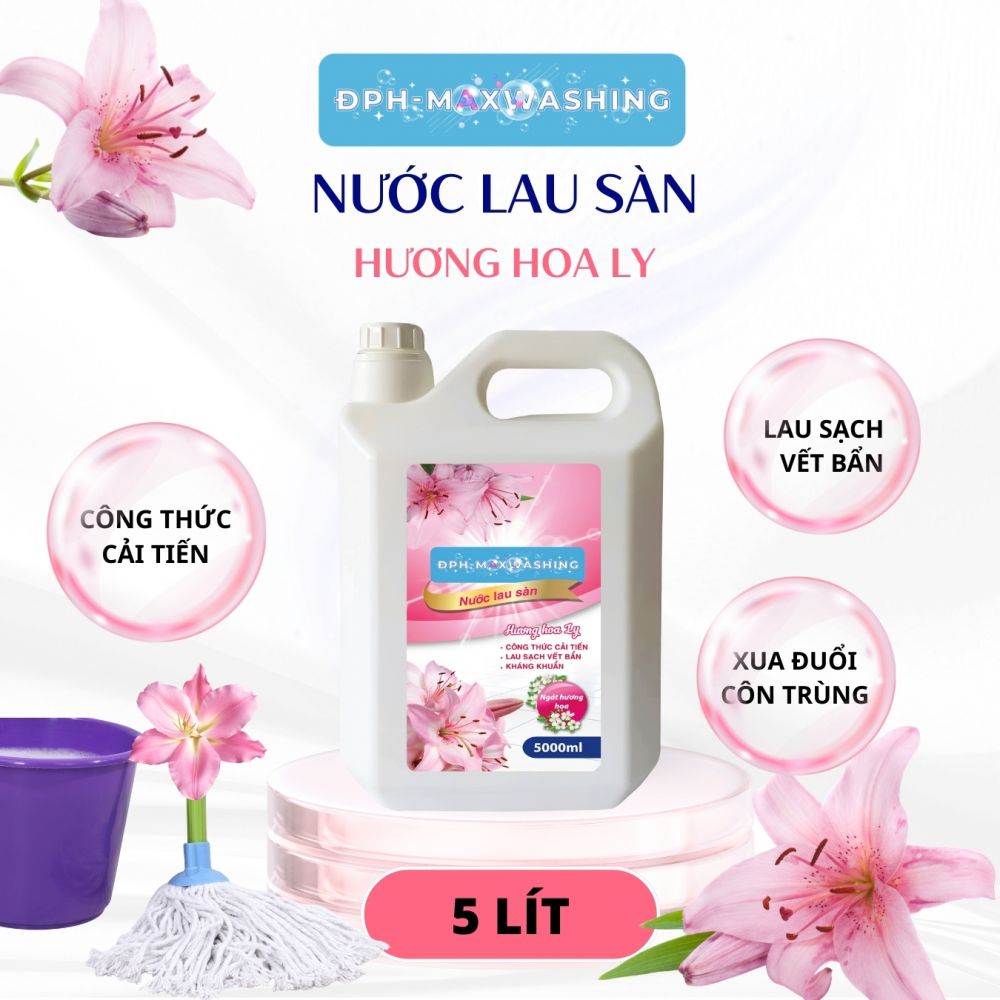 Nước lau sàn ĐPH – MAXWASHING Hương hoa ly 5 lít Nước lau sàn ĐPH – MAXWASHING Hương hoa ly 5 lít