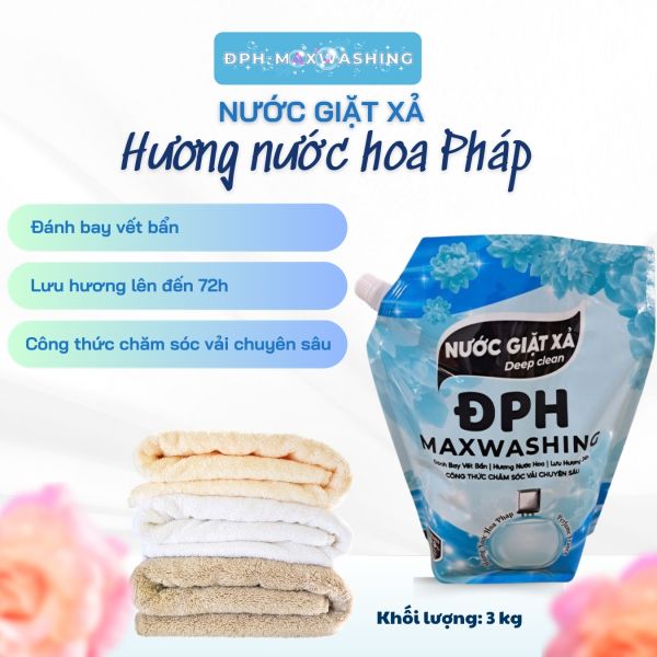 Nước giặt xả ĐPH – MAXWASHING hương nước hoa Pháp 3kg