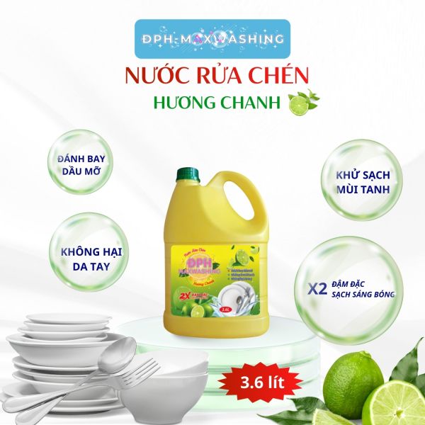 Nước rửa chén ĐPH – MAXWASHING Hương chanh 3,6 lít