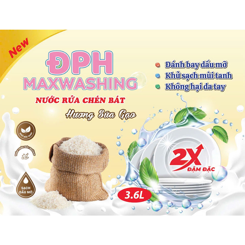 Nước rửa chén ĐPH – MAXWASHING Hương sữa gạo 2 lít Nước rửa chén ĐPH – MAXWASHING Hương sữa gạo 2 lít