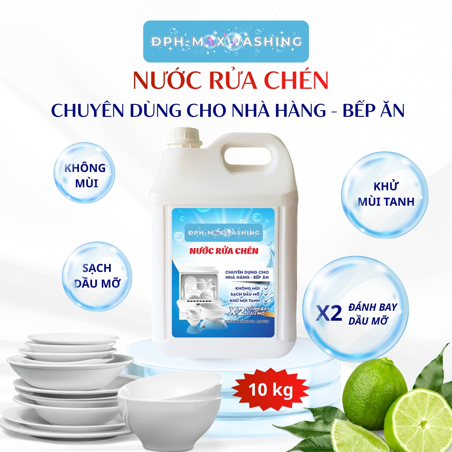 Nước rửa chén ĐPH – MAXWASHING hương chanh dành cho nhà hàng bếp ăn